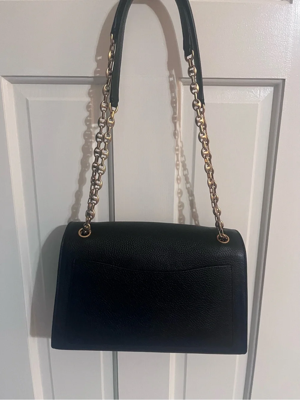 kate spade Black Pebbled Leather Envelope purse with Gold Plaque Accent